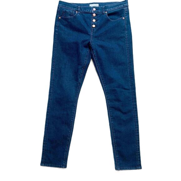 LOFT High Waist Skinny Jeans size 10/30 Button Fly Five Pockets - Picture 1 of 9